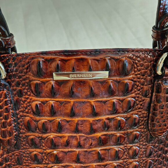 Brahmin Pecan Melbourne Leather Tote with Crocodile Embossing - Picture 2 of 6